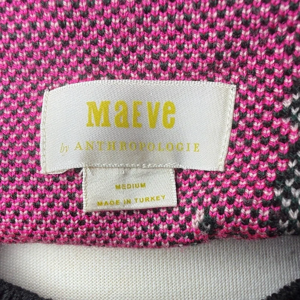 Maeve by Anthropologie Black with Pink Floral Knit Sweater-Size M